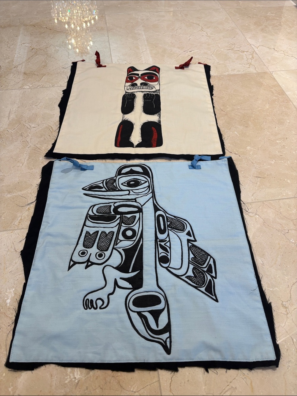 Handmade Alaskan Native-Inspired Textile Panels with Totem Motifs